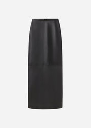 Full-Length Pencil Skirt in Leather - Chocolate - CO Collections
